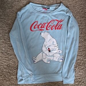Coca Cola Womens Blue Polar Bear Knit Long Sleeve Top